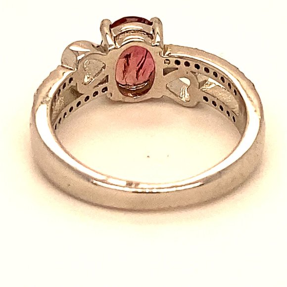 Rubellite 1.02ct Platinum Finish Solid Silver Ring - Picture 4 of 6